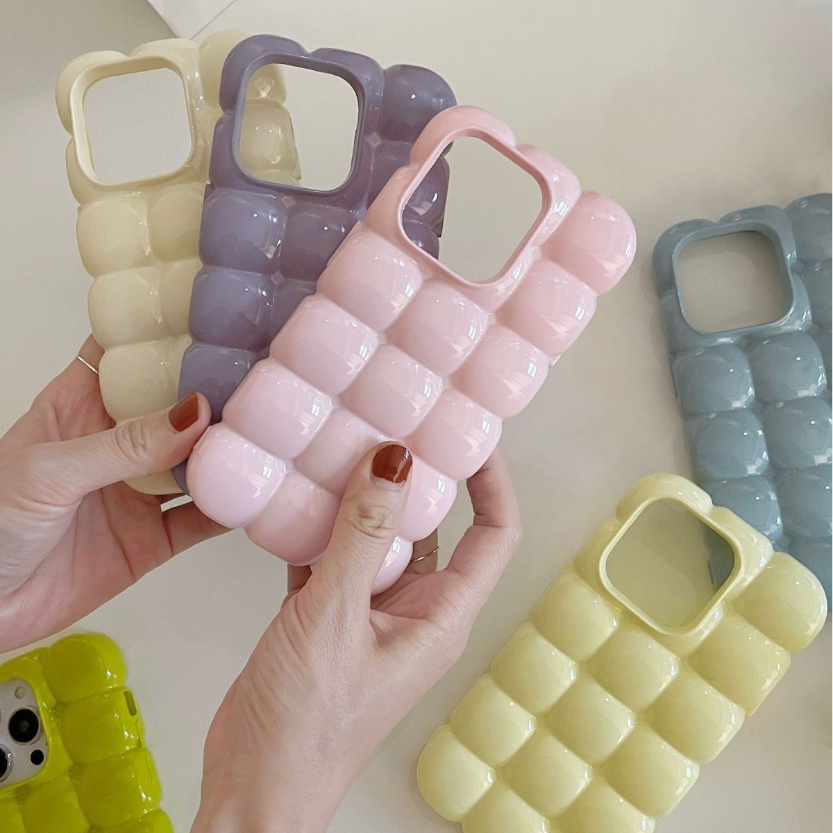 Solid Color Macarons Egg Waffle Phone Case