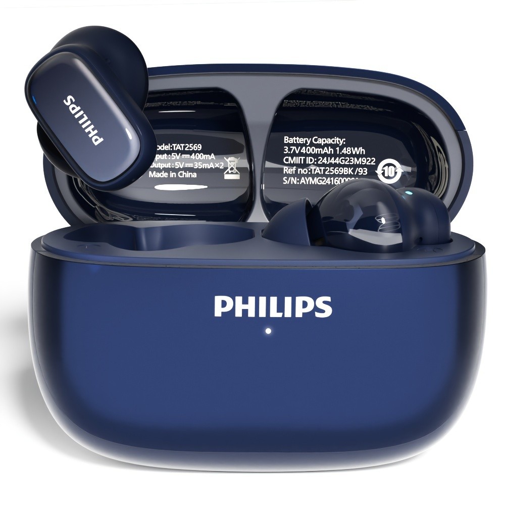Philips BT5.4 In-Ear Earphones with Wireless Charging Case 24-Hour Playtime, Game Modes, Built-in Mic, Touch Control