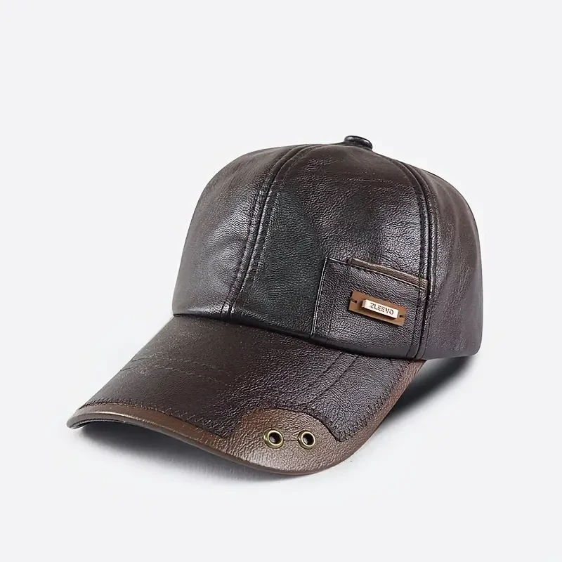 Fashionable Faux Leather Adjustable Baseball Cap