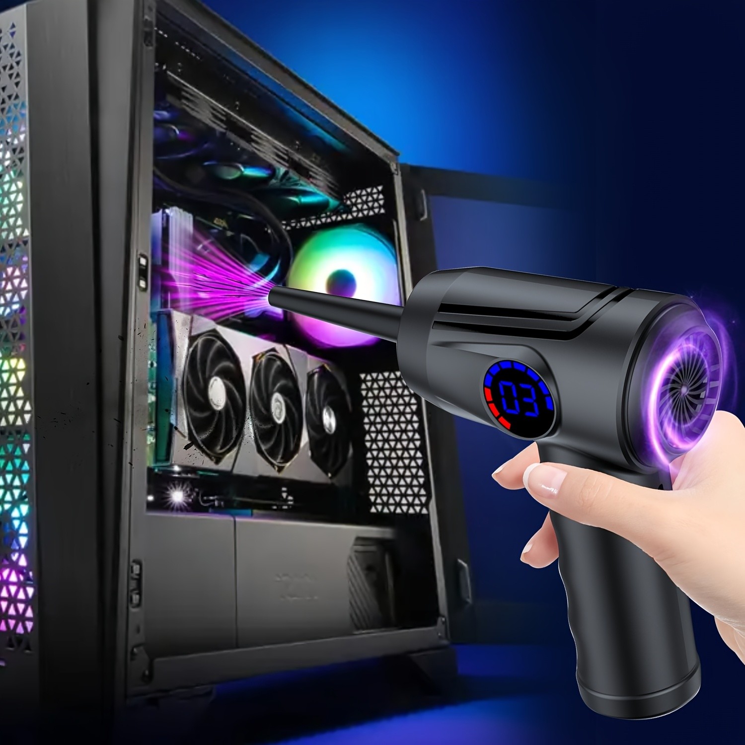 Cordless Electric Air Duster 51000 RPM High-Power Blower, Adjustable Speed, 6000mAh Fast Charging, LCD Display