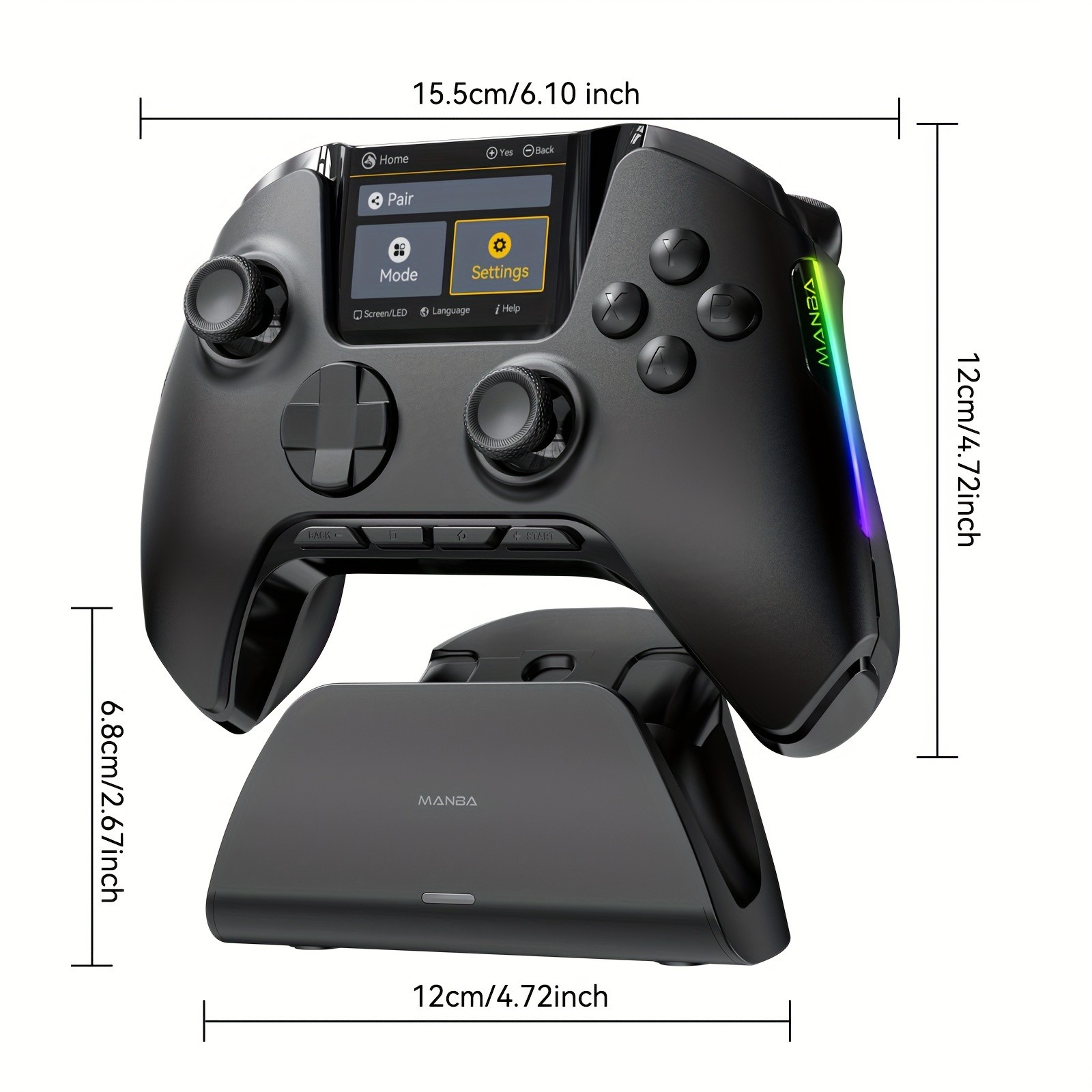 (No Drift) Interactive Screen Wireless Gaming Controller iOS, Switch, PC, Android, Steam Deck Compatible