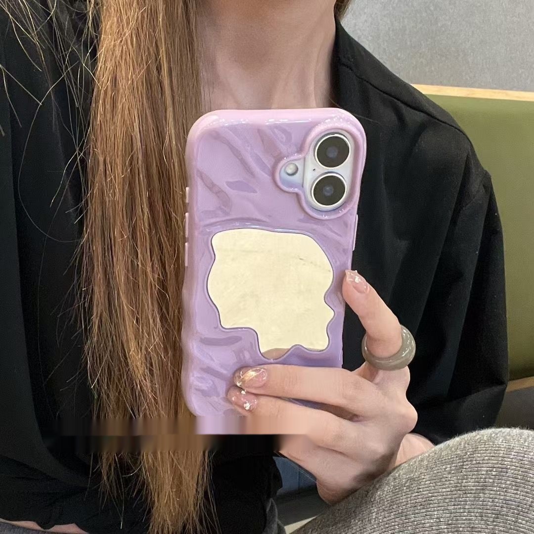 Simple Phone Case Water Ripple Solid Color Mirror