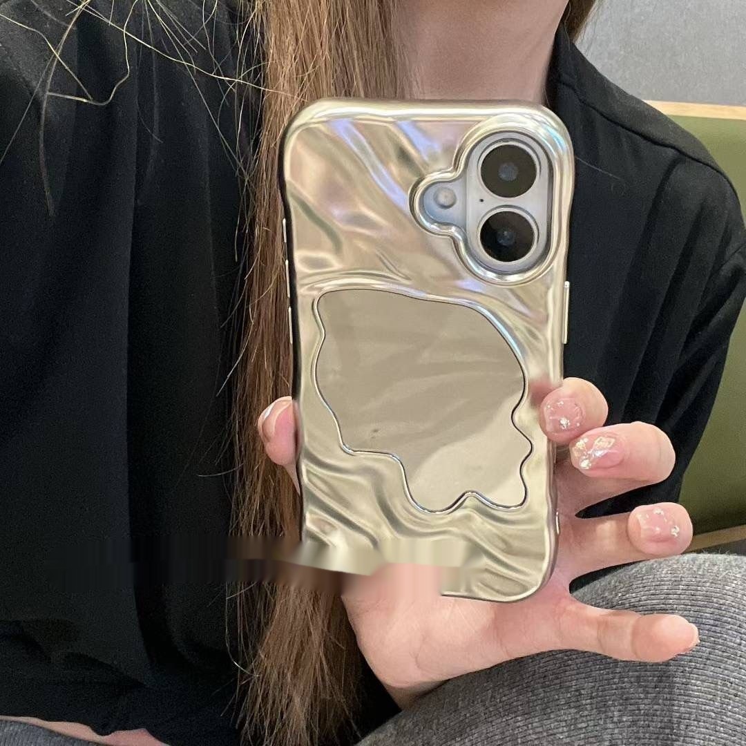 Simple Phone Case Water Ripple Solid Color Mirror
