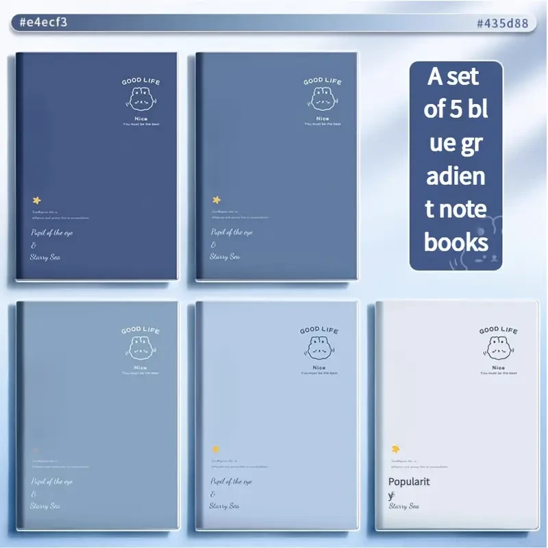5-Book A5 Healing Gradient Notebook Set