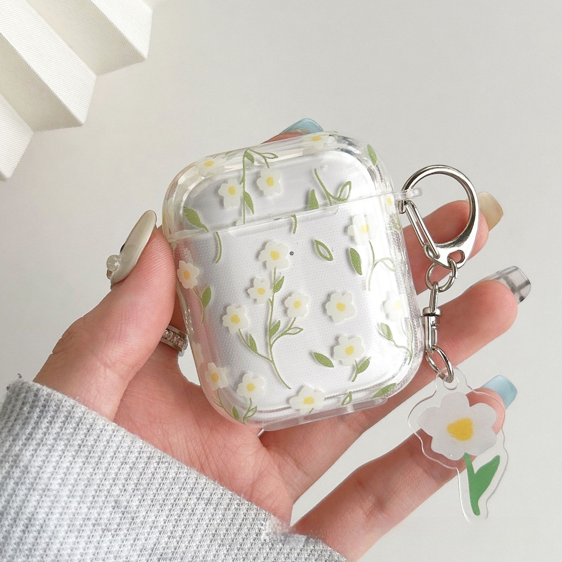 Bluetooth Headset Protective Cover White Floral High Transparent