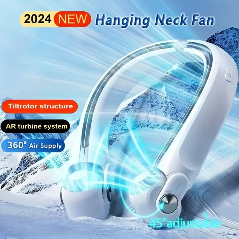 Bladeless Wearable Neck Fan with Rotatable Airflow