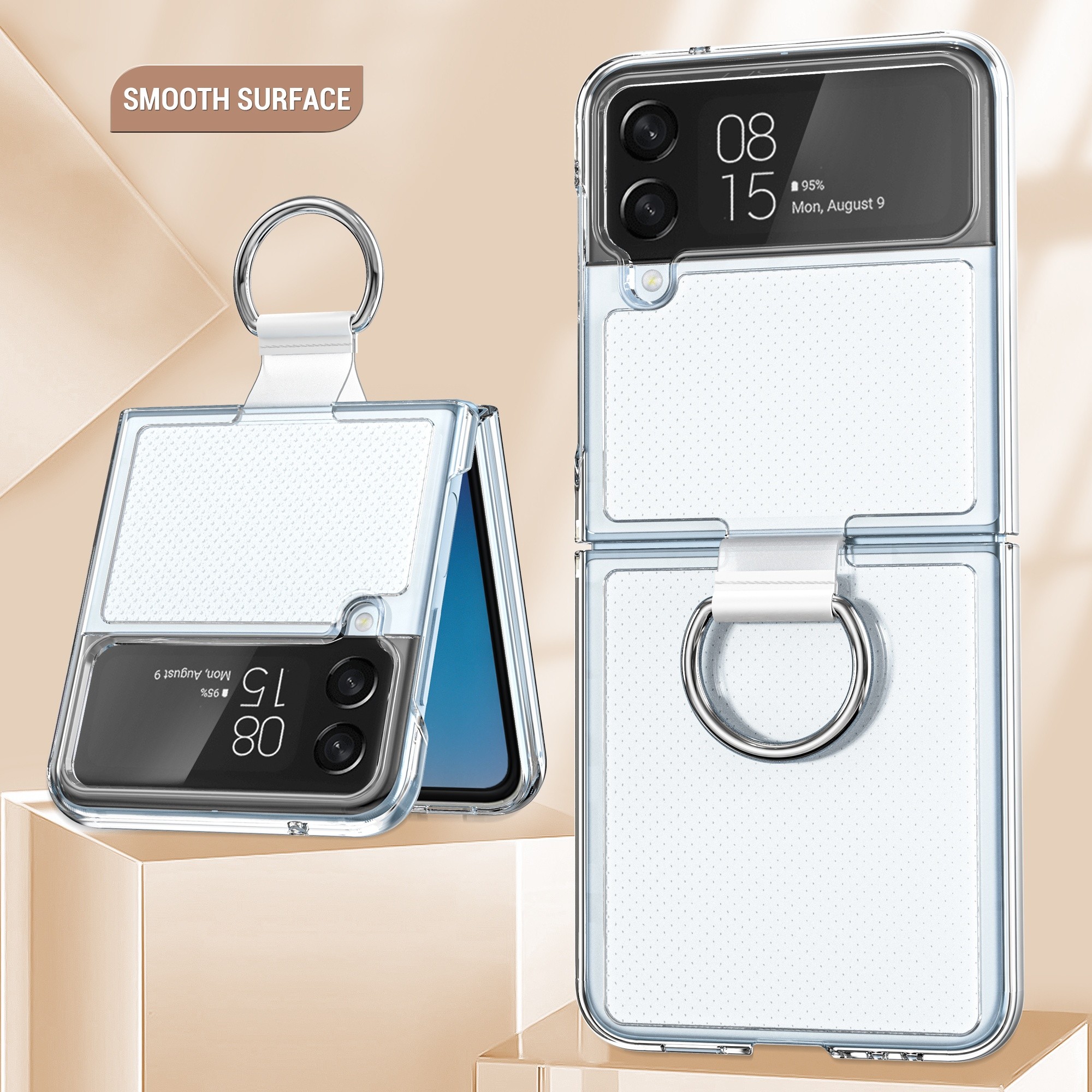 Transparent Protective Case For Galaxy Zflip4 Fastened Ring