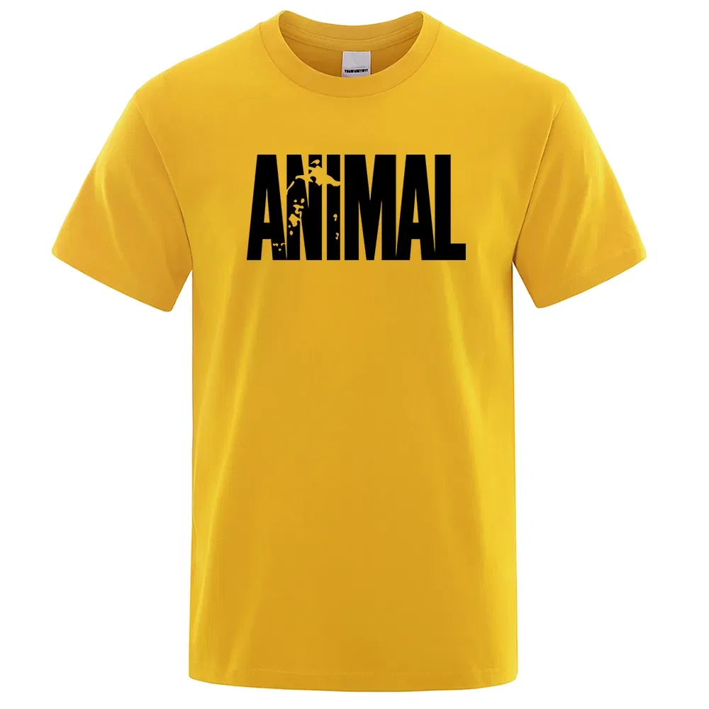 Color: Green, Size: XXL - Fashion ANIMAL Letter Print Men T-Shirts Street Funny Short Sleeves Loose Oversized T Shirt O-Neck Breathable Cotton Clothing