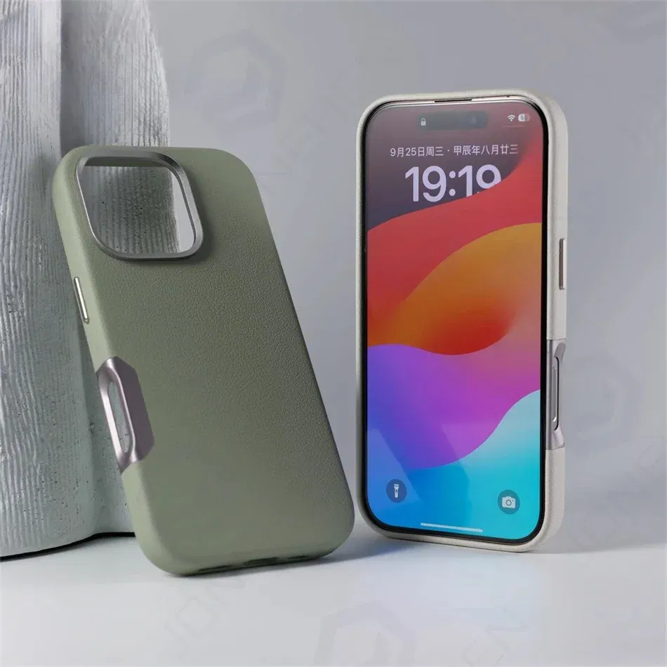 Color: GRAY, Material: Silicon - For Magsafe Leather High Quality Alloy Camera Button Magnetic Case For iPhone 16 Pro Max 16pro Wireless Charge Shockproof Cover