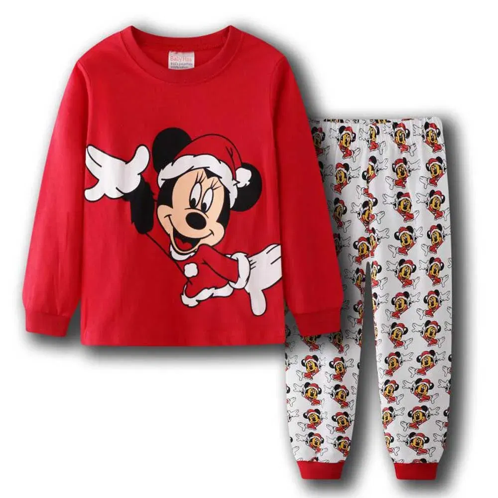 Color: green, Kid Size: 8 - MINISO Disney Boys Girls Pajamas Sets Kids Toddler 2 to 3 4 5 6 7 Years Cotton Long Sleeve Spring Fall Children Homewear Pijamas