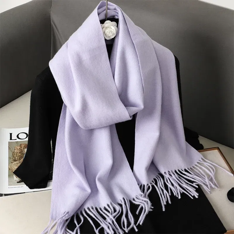 Color: Turquoise - New 62 Color Winter Scarf For Women Long Warm Cashmere Scarves Hijab Solid Lady Shawl Wrap Female Pashmina Bandana Head Scarfs