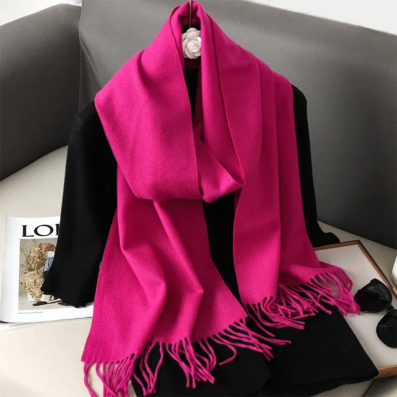 Color: Turquoise - New 62 Color Winter Scarf For Women Long Warm Cashmere Scarves Hijab Solid Lady Shawl Wrap Female Pashmina Bandana Head Scarfs