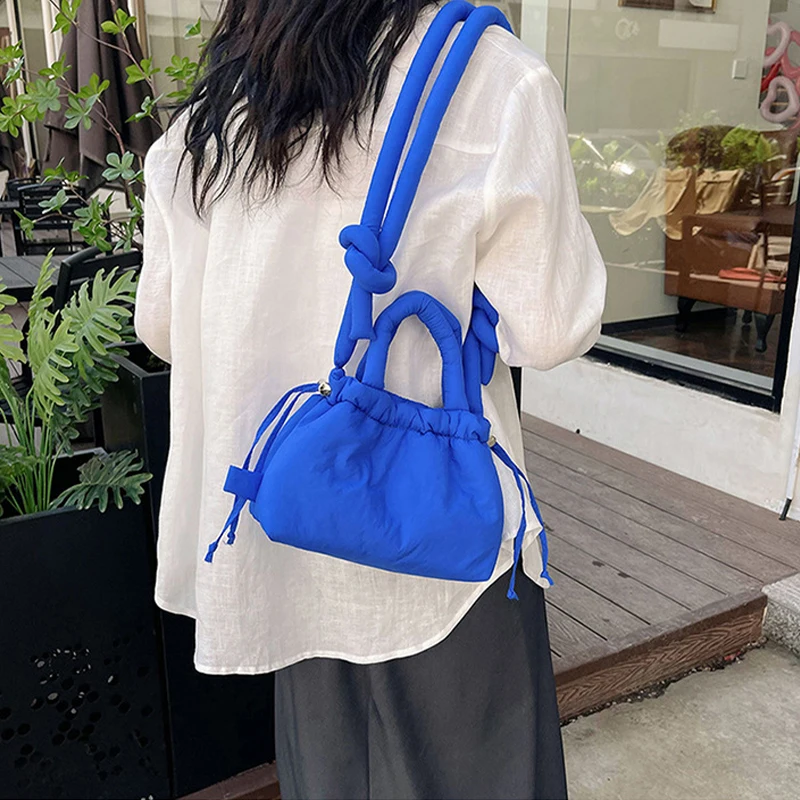 Color: SKY BLUE, Ships From: CHINA - Fashion Small Puffer Tote Bag Designer Padded Women Shoulder Bags Nylon Down Cotton Crossbody Bag Mini Lady Handbags 2024 Trend