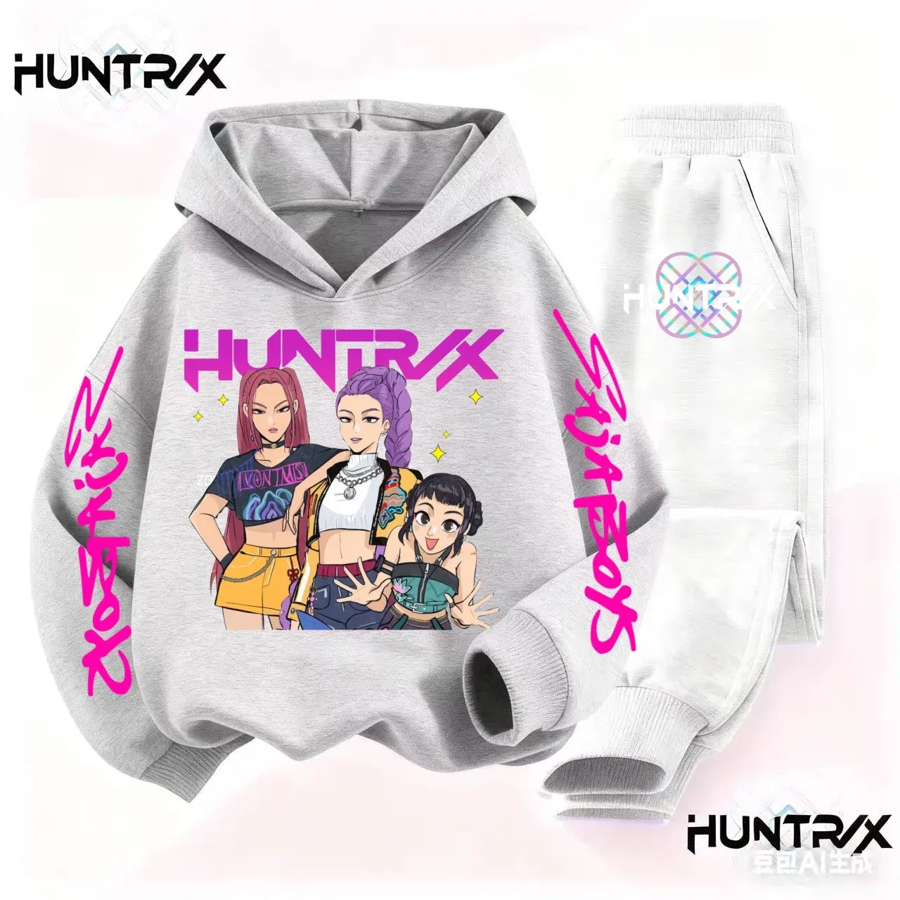 Color: Red, Kid Size: 2T - 3-14Y Kpop Demon Hunters Hoodie Set Boys Girls Kids Autumn Sportswear Daily Clothes 2025