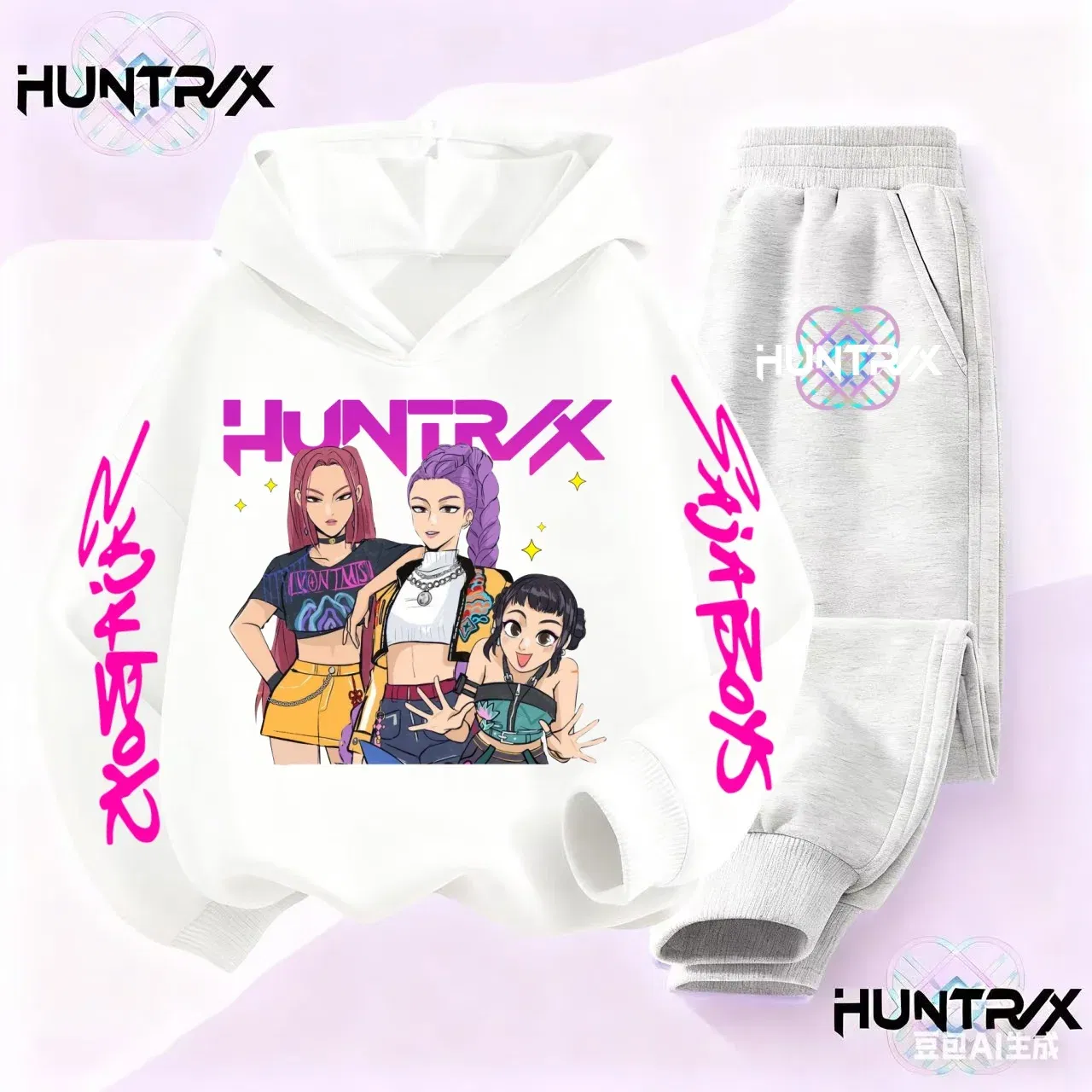 Color: Red, Kid Size: 2T - 3-14Y Kpop Demon Hunters Hoodie Set Boys Girls Kids Autumn Sportswear Daily Clothes 2025