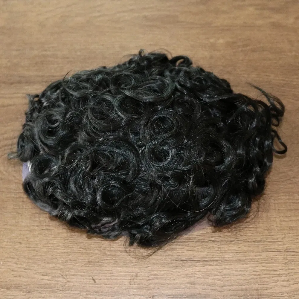 Toupee Color: 18#, Toupee Density: 130%, Length: 6 inches, Toupee Size: 7x9, Toupee Design: free - 20MM Curly Brown Black Super Durable Mono Lace&Pu Mens Toupee Wig Human Hair 15mm Capillary Prosthesi Weave Replacement For Male