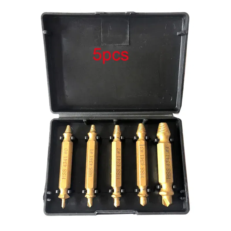 Color: Silver - HSS Extractor Double Head Screw Slide Tooth Removal Screwdriver Screwdriver Bit Broken Wire 6pc Tool Set