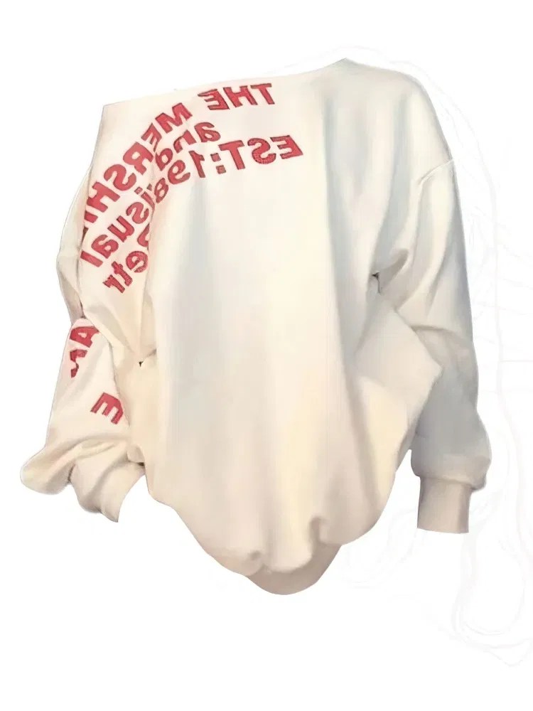 Color: GRAY, Size: M - Y2k Sexy Oversize T shirt Women Streetwear Print Long sleeve Basic Top Lady Fall Winter Korean Fashion Oversized Tees Shirt