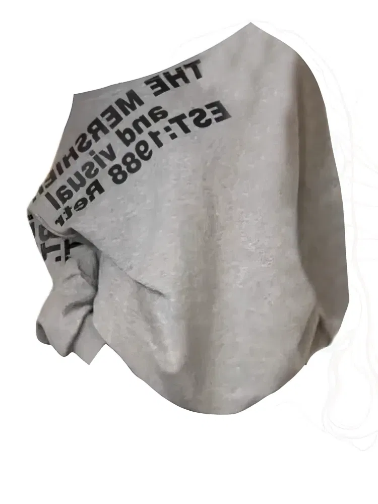 Color: GRAY, Size: M - Y2k Sexy Oversize T shirt Women Streetwear Print Long sleeve Basic Top Lady Fall Winter Korean Fashion Oversized Tees Shirt