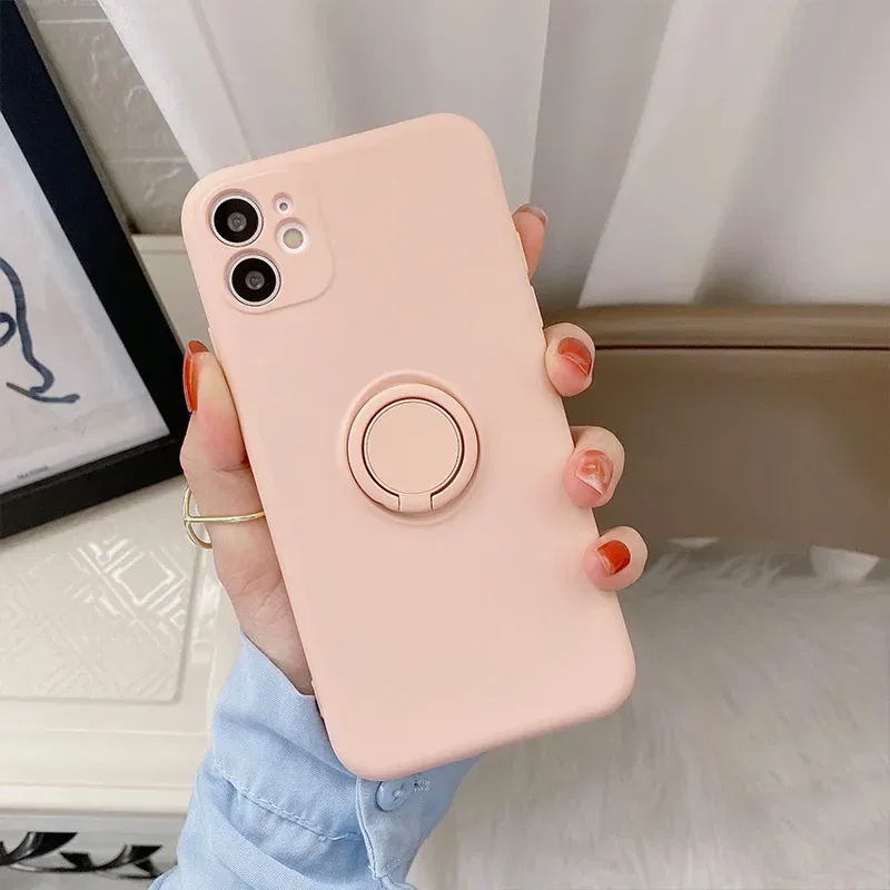 Color: Brown, Ships From: CHINA, Material: POLYESTER - With Ring Holder Phone Case For Samsung Galaxy S25 Ultra S24 S23 S22 S21 Plus A13 A52 A53 A54 TPU Soft Back Cover