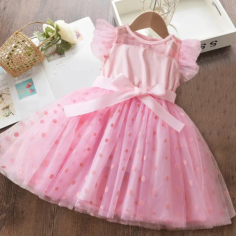 Color: Brown, Size: L - Hello Kitty 2-6Y Baby Girl Dress Princess Mesh Skirt Summer Sleeveless Wedding Party Dresses for Girls Summer