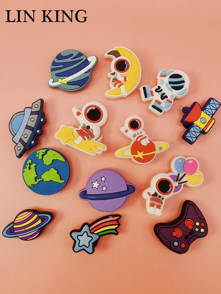 Color: light brown, Ships From: CHINA - Kawaii Cartoon Astronaut PVC Croc Pin Charm Design Funny Shoes Accessories Clogs Ornaments Diy Buckle Decoration Kids Party Gift