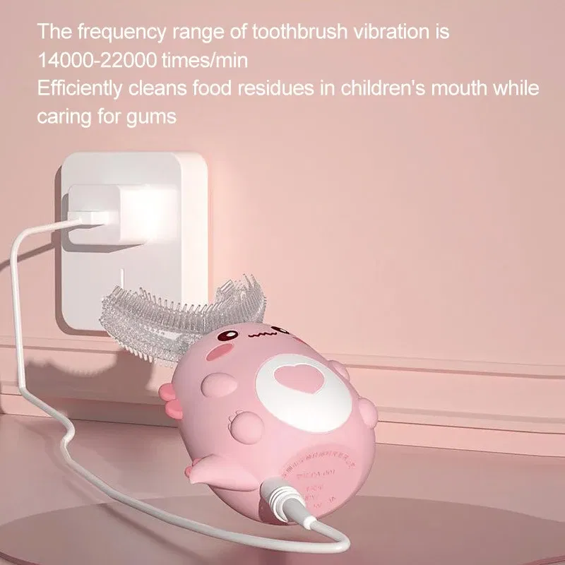 Color: PURPLE - Kids U-shaped Sonic Electric Toothbrush Children Silicon Toothbrush 360 Degrees Smart Tooth Brush Teeth Whitening for Waterproof