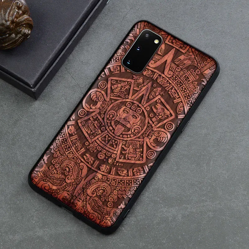 Color: Black, Material: leather - Natural Wood Wooden TPU Case For Samsung Galaxy Note 20 Ultra S24 S23 S21 Ultra S20 FE S10 Plus Case Cover Phone Shell Skin Bag