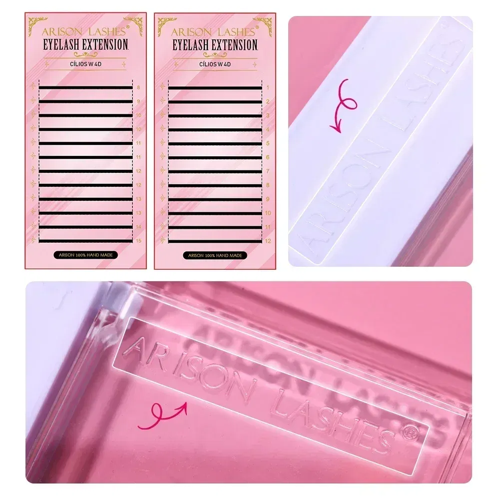 Color: Brushed Slate, Curl: D, Thickness: 0.07mm, Length: 11mm - ARISON LASHES W Shape 3/4/5/6D Eyelashes Extension Premade Volume Fans YY-shape Lashes Faux Mink Soft Easy Faning Natural Lashes