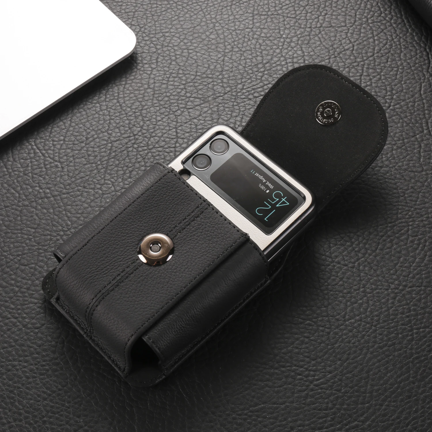 Color: Beige, Ships From: CHINA, Material: EVA - Cow Leather Belt Clip Case Holster Pouch For Samsung Galaxy Z Flip 6 5 4 3,Moto Razr 50 40 Ultra,Huawei P50 Pocket S Waist Bag