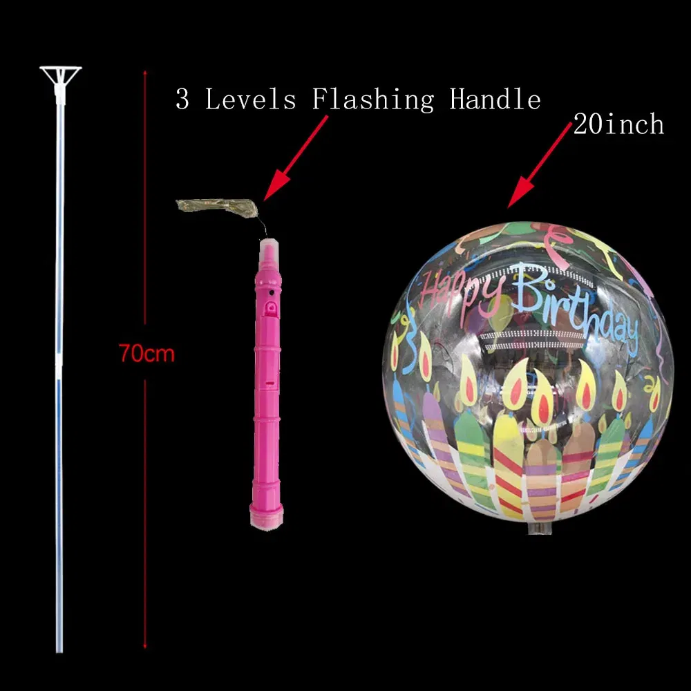 Color: Dark Khaki, Ballon Size: 10inch, Shape: K - 1/5/10/20/30pcs LED Light Up BoBo Balloons Colorful 3 Levels Flashing Handle 20 Inches Bubble Balloon 70cm Stick