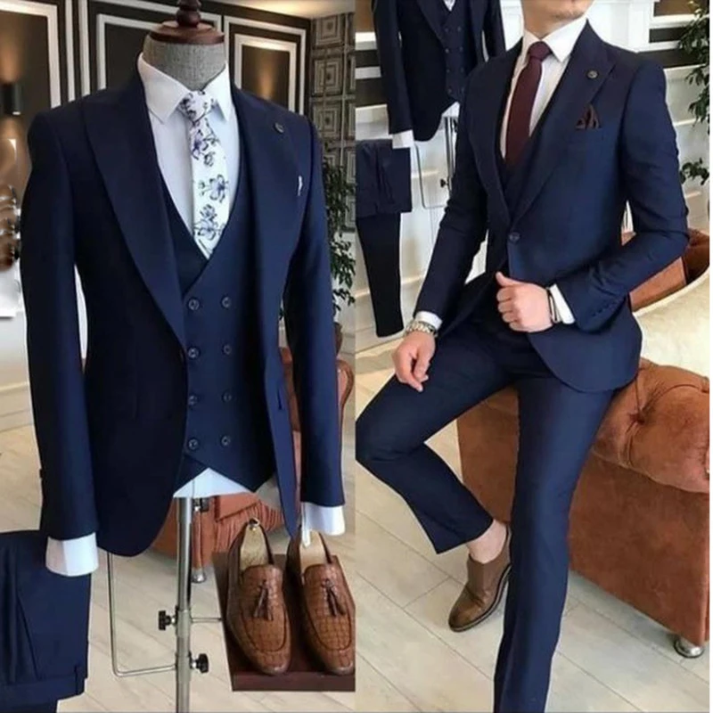 Color: army green, Size: XL, Ships From: CHINA - Groom Wear 3 Pieces Gray Men Suits 2021 Slim Fit Peak Lapel One Button Tailor Made Terno Masculino (Jacket+Pants+Vest+Tie?‰