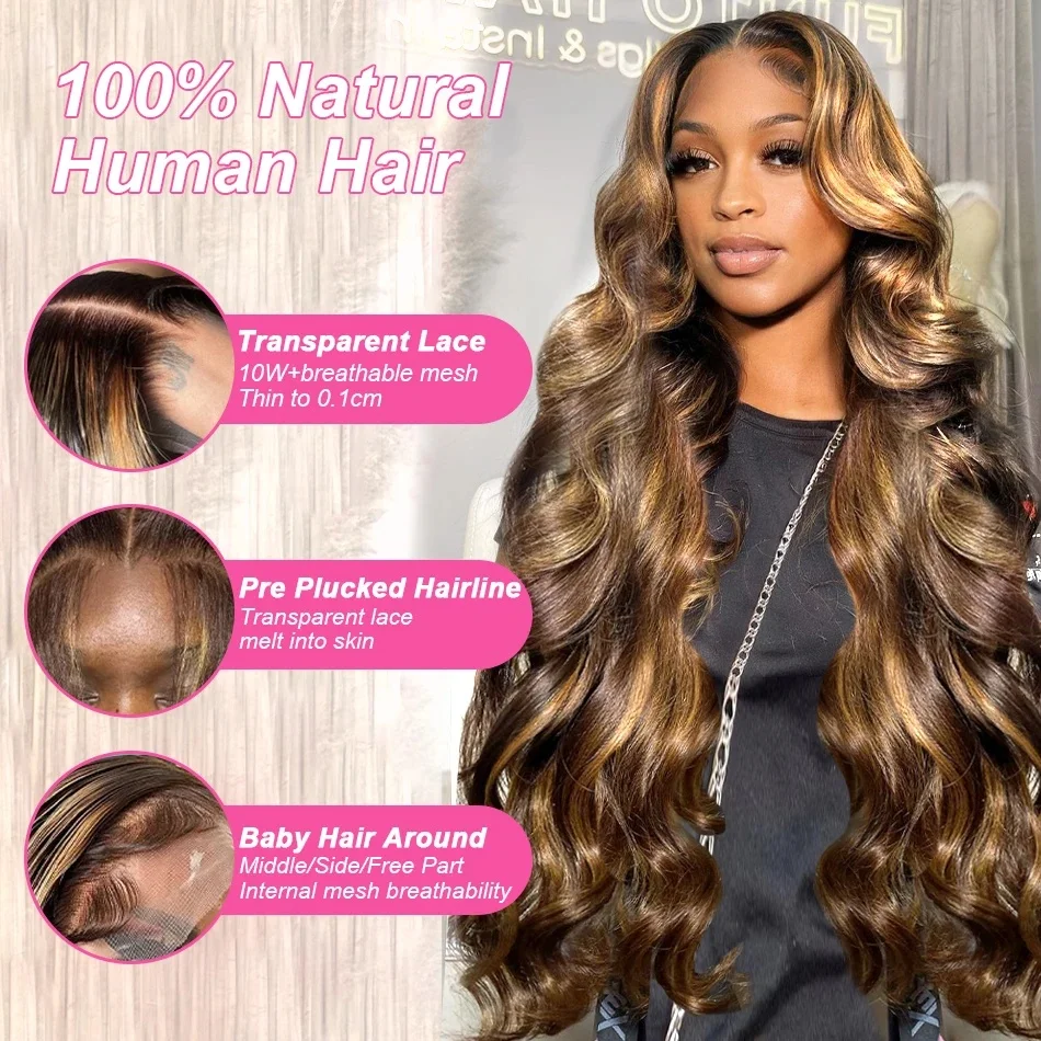 Stretched Length: 20inches, Hair Color: #16, Density: 180%, Ships From: CHINA - Highlight Wig Human Hair P4/27 Body Wave Wigs Highlight 13x6 Hd Lace Frontal Wig Human Hair 13x4 Hd Lace Front Human Hair Wigs