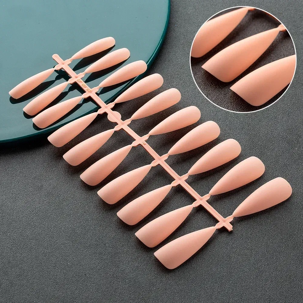 Color: green - Matte False Nails 24PCS  Head Frosted Press Glue on Fake Nail Tips Ballet Detachable Full Cover Artificial Fingernails