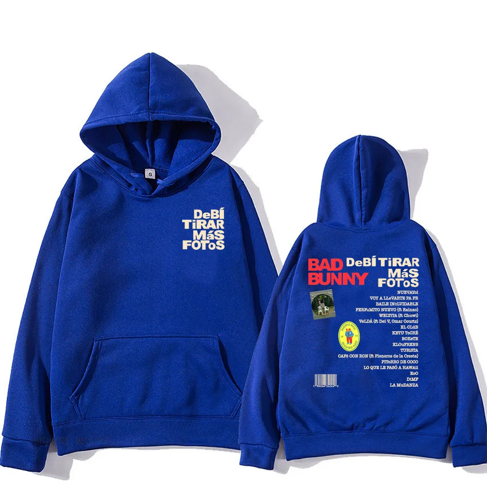 Color: Silver, Size: XL - Unisex Streetwear Bad Bunny DTMF Hoodies 2025 New Album Deb?­ Tirar Más Fotos Printing Sweatshirts Winter Comfortable Male Hoodie