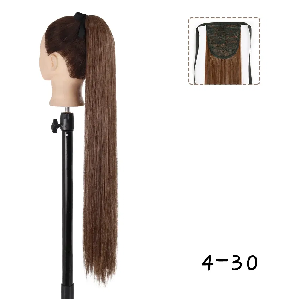 Color: T1B/Burgundy, Stretched Length: 22inches - AZQUEEN Straight Synthetic Hairpiece With Ponytail 85cm Super Long Wrap Around Clip In Hair Extensions Pony Tail For Daily Wear