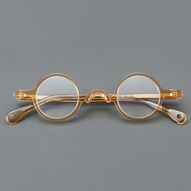 Frame Color: Ginger, Eye Prescription: +400 - VCKA Photochromic Acetate Myopia Glasses Men Retro Small Round Frames Women Custom prescription Anti-Blue  Eyewear -0.5 TO -10