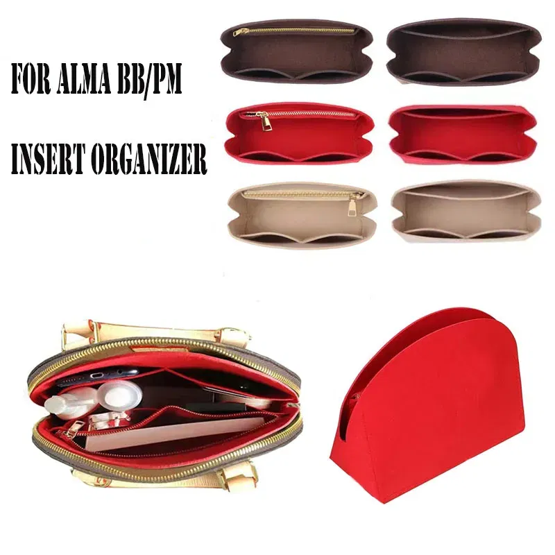 Color: Chocolate, Size: M - For Alma Insert bag Organizer Makeup Small Handbag Organizer Inner Purse Portable Cosmetic bing Shell bag organizer Christmas