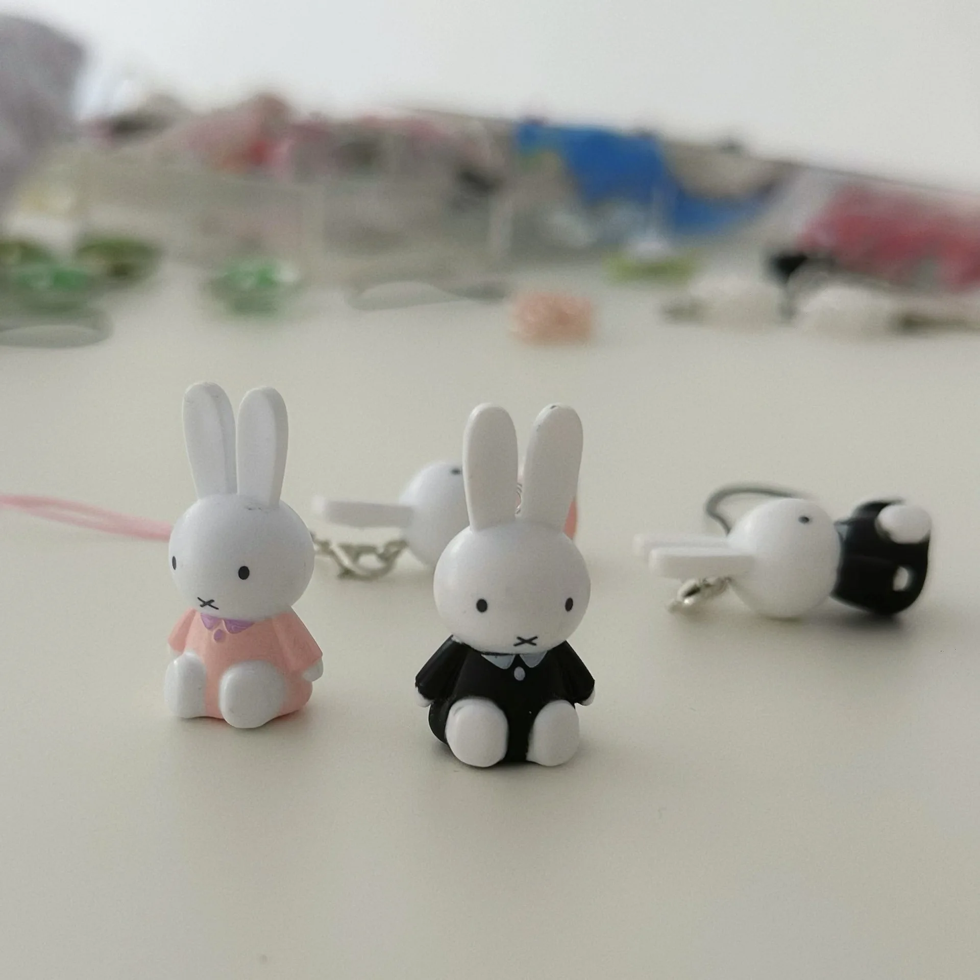 Color: GRAY - Kawaii Miffy Key Chain Cartoon Cute Backpack Pendant Ornaments Mobile Phone Chain Christmas Gift