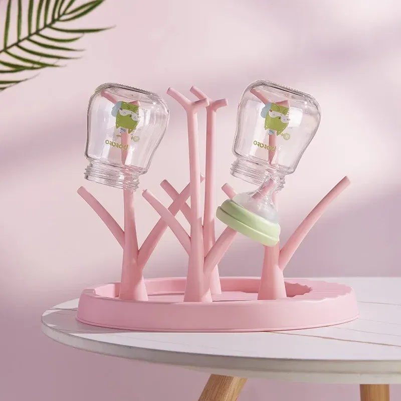 Color: WHITE - Baby Bottle Holder Cleaning Dryer Drainer Removable Baby Bottle Drying Rack Storage Rack Tree Shape Rack for Babies Bottles Item