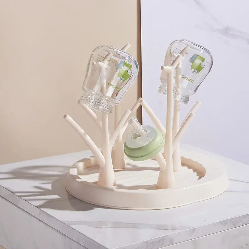 Color: WHITE - Baby Bottle Holder Cleaning Dryer Drainer Removable Baby Bottle Drying Rack Storage Rack Tree Shape Rack for Babies Bottles Item