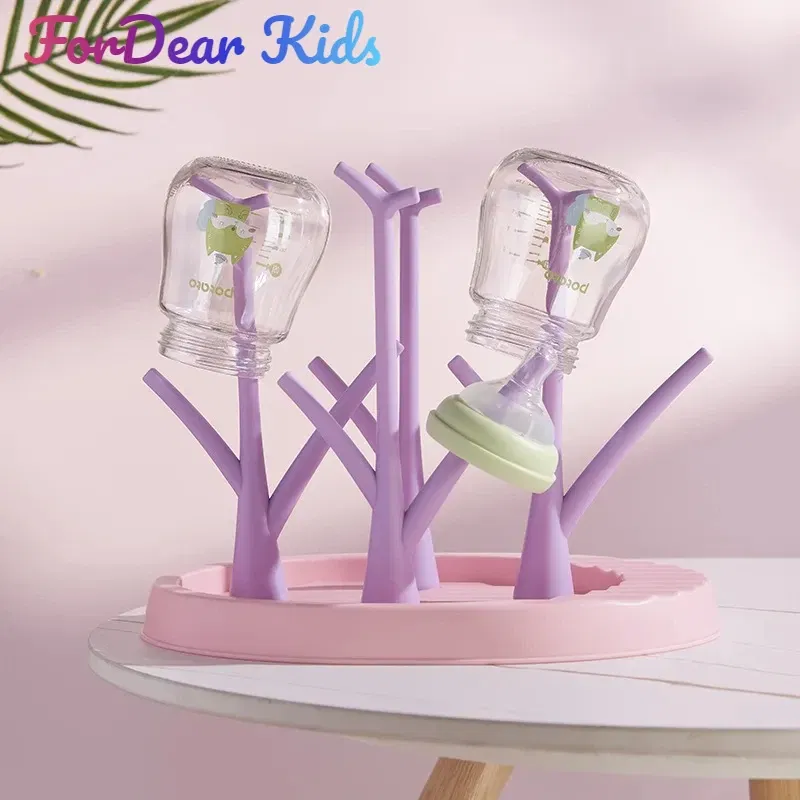 Color: WHITE - Baby Bottle Holder Cleaning Dryer Drainer Removable Baby Bottle Drying Rack Storage Rack Tree Shape Rack for Babies Bottles Item