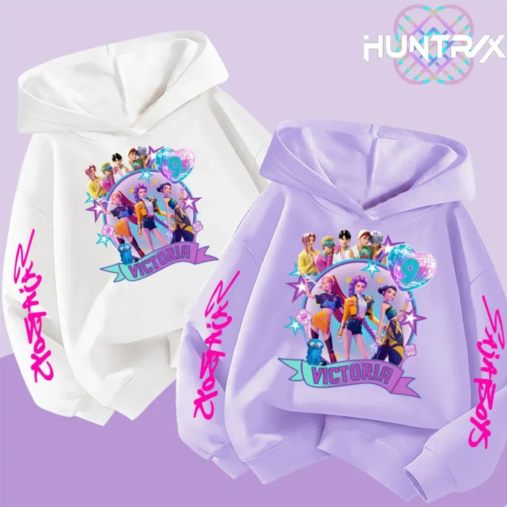 Color: black, Kid Size: 7 - Movie Kpop Demon Hunters Shining light ball Hoodie Men Women Cartoon Fashion Sweatshirt Male Casual boys&girls Pullover Hoodies