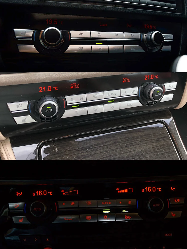 Color Name: WHITE - Silver Dashboard Air Conditioner Ac Buttons Cover Caps Repair Kit For BMW 5 6 7 Series X5 X6 F10 F11 F06 F12 F01 F02 F15 F16