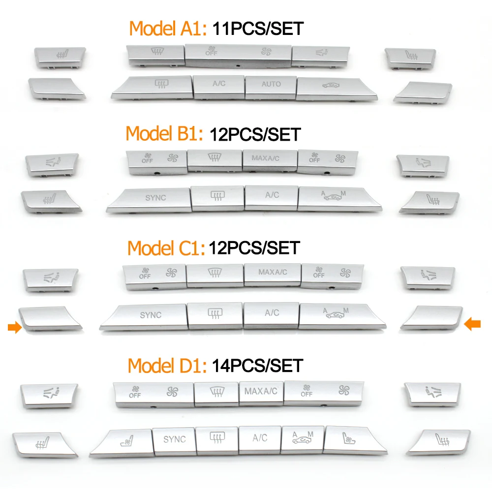 Color Name: WHITE - Silver Dashboard Air Conditioner Ac Buttons Cover Caps Repair Kit For BMW 5 6 7 Series X5 X6 F10 F11 F06 F12 F01 F02 F15 F16