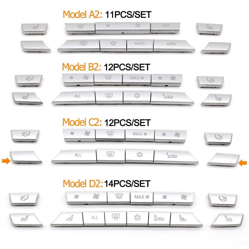 Color Name: WHITE - Silver Dashboard Air Conditioner Ac Buttons Cover Caps Repair Kit For BMW 5 6 7 Series X5 X6 F10 F11 F06 F12 F01 F02 F15 F16