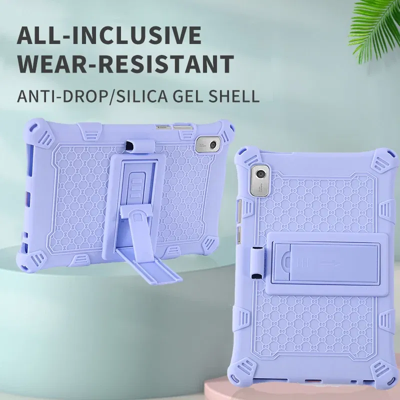 Color: Gold, Size: sixteen - For Lenovo Tab M9 TB-310FU 2023 Soft Bubble Case Kids Shockproof Kickstand Tablet Cover Funda Capa Coque With Shoulder Straps