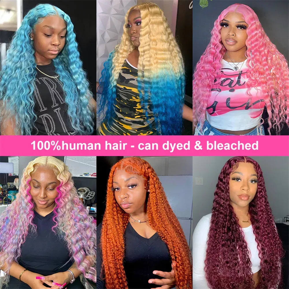 Color: #1B, Ships From: CHINA, Stretched Length: 26inches, Density: 150% - 613 Blonde Curly glueless 13x6 Transparent Hd lace front wig Deep Wave human hair 36 inch Brazilian wig pre plucked for women