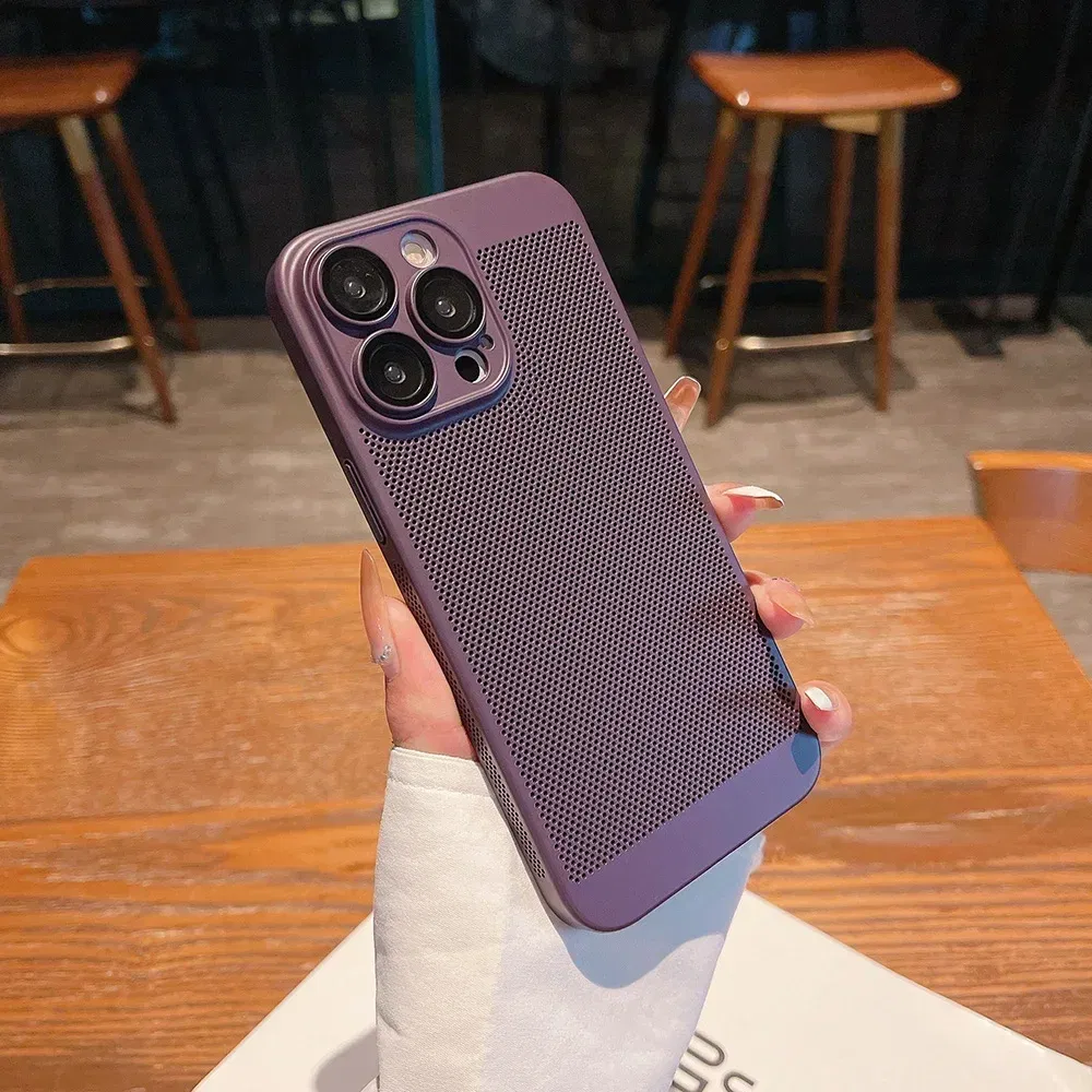 Color: Blue, Compatible-Phone Models: For iPhone 13 Mini, Ships From: CHINA - Breathable Heat Dissipation Cooling Case For iPhone 16 Pro Max 15 14 13 12 11 PC Hard Back Cover