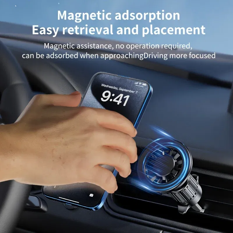 Color: black - Universal Magnetic Car Mount for MagSafe Magnet Car Air Vent Cell Phone Clip GPS Stand for iPhone 15 14 13 Series Huawei Xiaomi